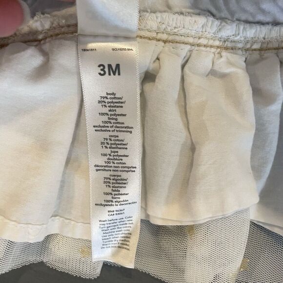 Oshkosh B'gosh Overall Dress Size 3M Denim White Tulle Metallic Gold Stars Tutu - Picture 6 of 6